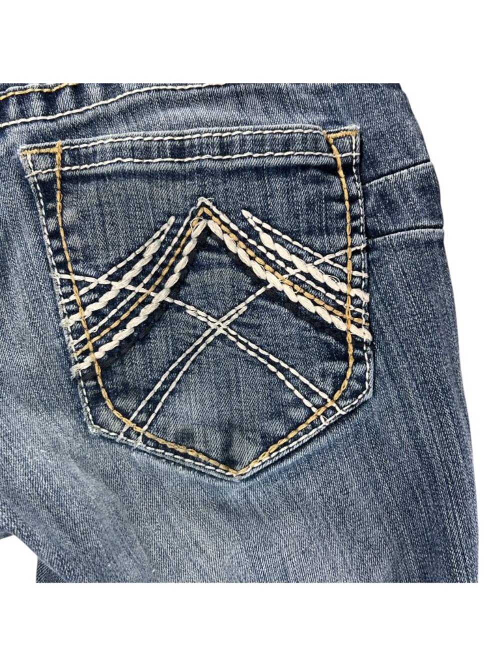 Ariat Womens Mid Rise Bootcut Jeans 27R Denim Stitch Embroidered Pocket Cowgirl - Picture 11 of 16